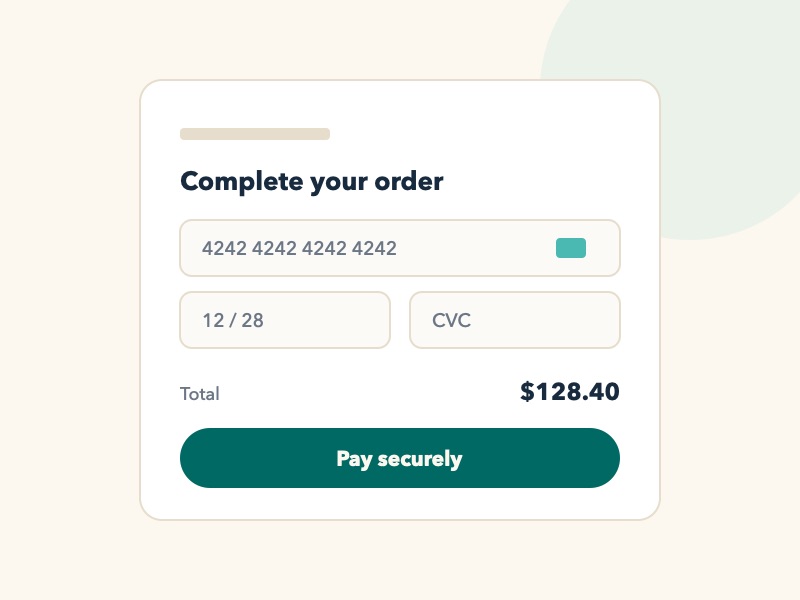 Hosted checkout showing card entry and a secure pay button